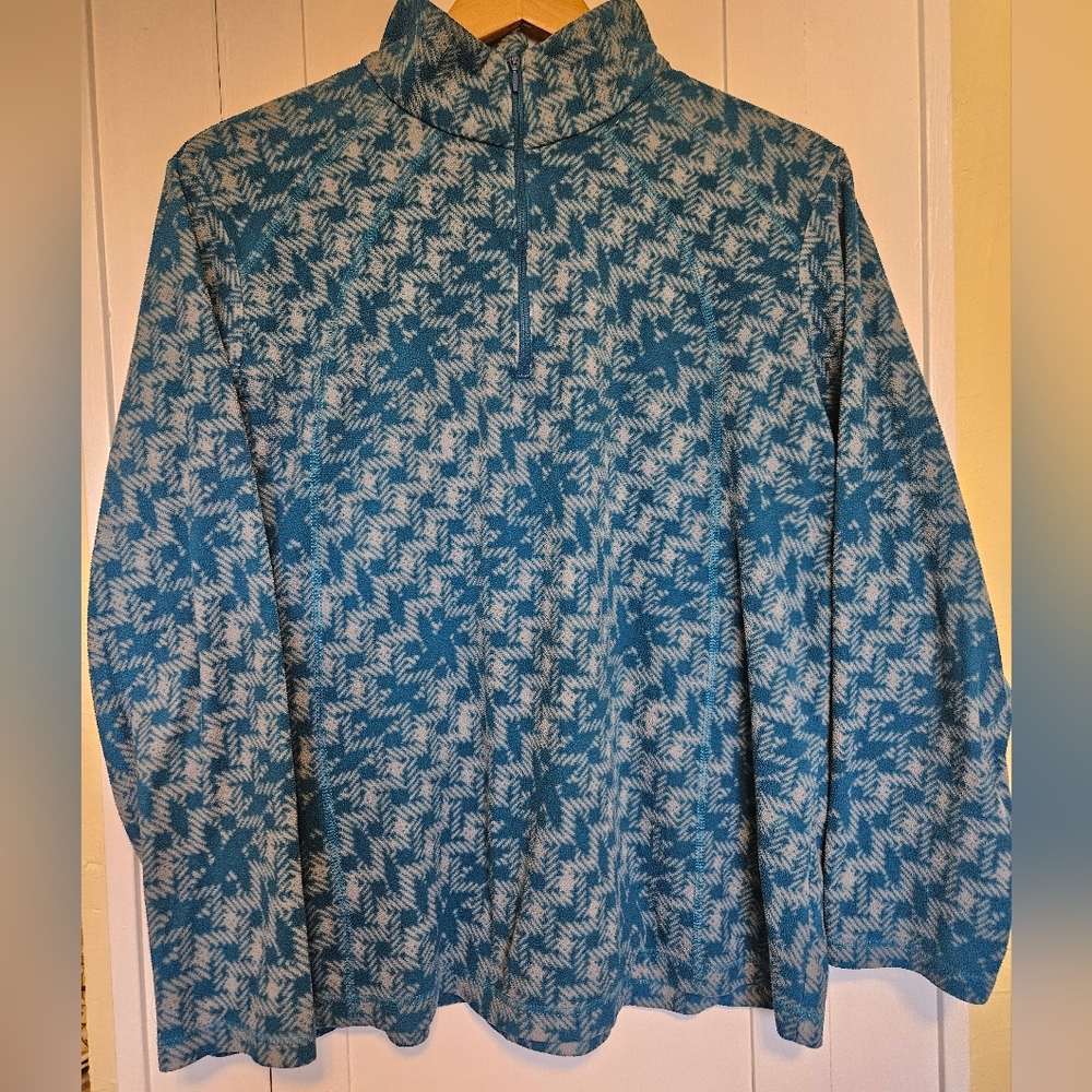 Columbia Womans Sweater Glacial Fleece Blue Check Half Zip Pullover Size 1x